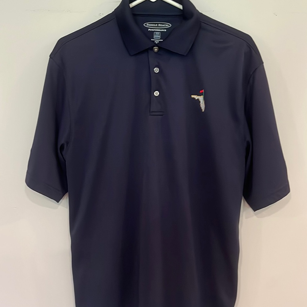 Mens Pebble Beach Performance golf polo. Medium in Navy.